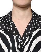 Dolce & Gabbana Black White Zebra Button Down Oversize Shirt