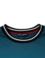 Dolce & Gabbana Blue Logo Jersey Cotton Crew Neck T-shirt