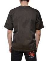 Dolce & Gabbana Brown Graphic Print Cotton Round Neck T-shirt