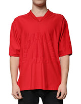 Dolce & Gabbana Red Cotton V-neck Short Sleeves T-shirt