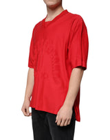 Dolce & Gabbana Red Cotton V-neck Short Sleeves T-shirt