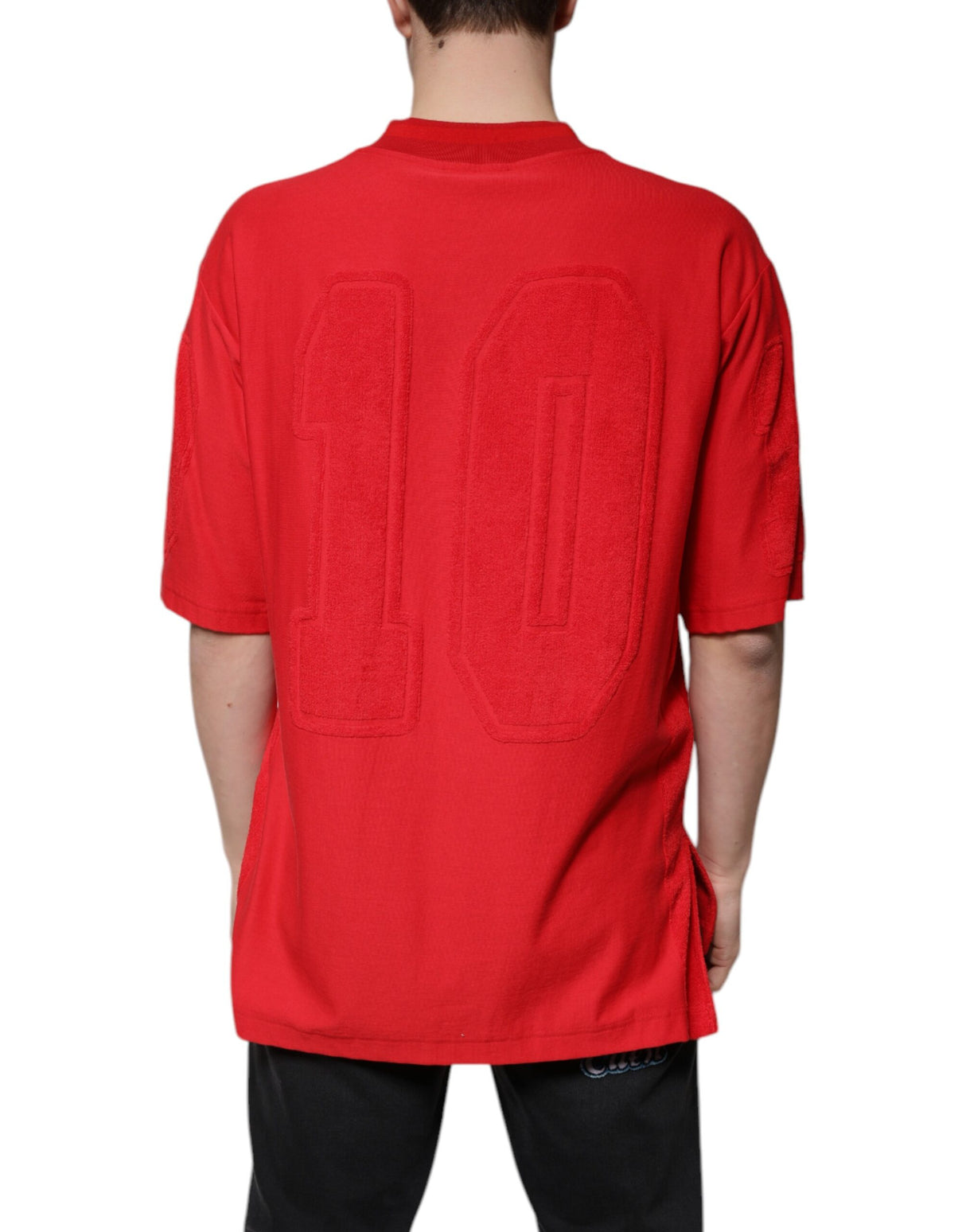 Dolce & Gabbana Red Cotton V-neck Short Sleeves T-shirt