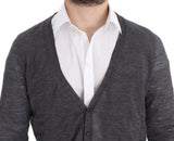 Costume National Elegant Gray Wool Blend Cardigan Sweater