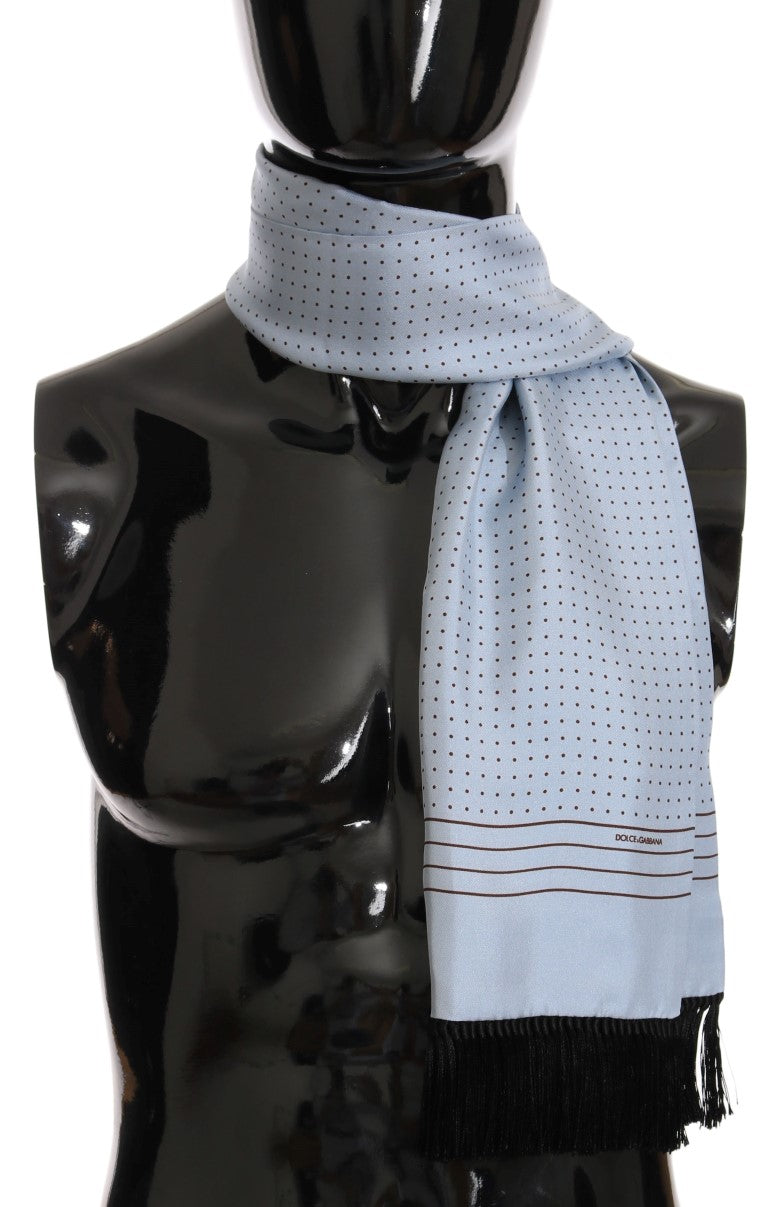 Dolce & Gabbana Elegant Blue Silk Polka Dot Men's Scarf