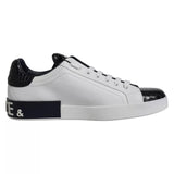 Dolce & Gabbana White Leather Logo Portofino Sneaker Shoes