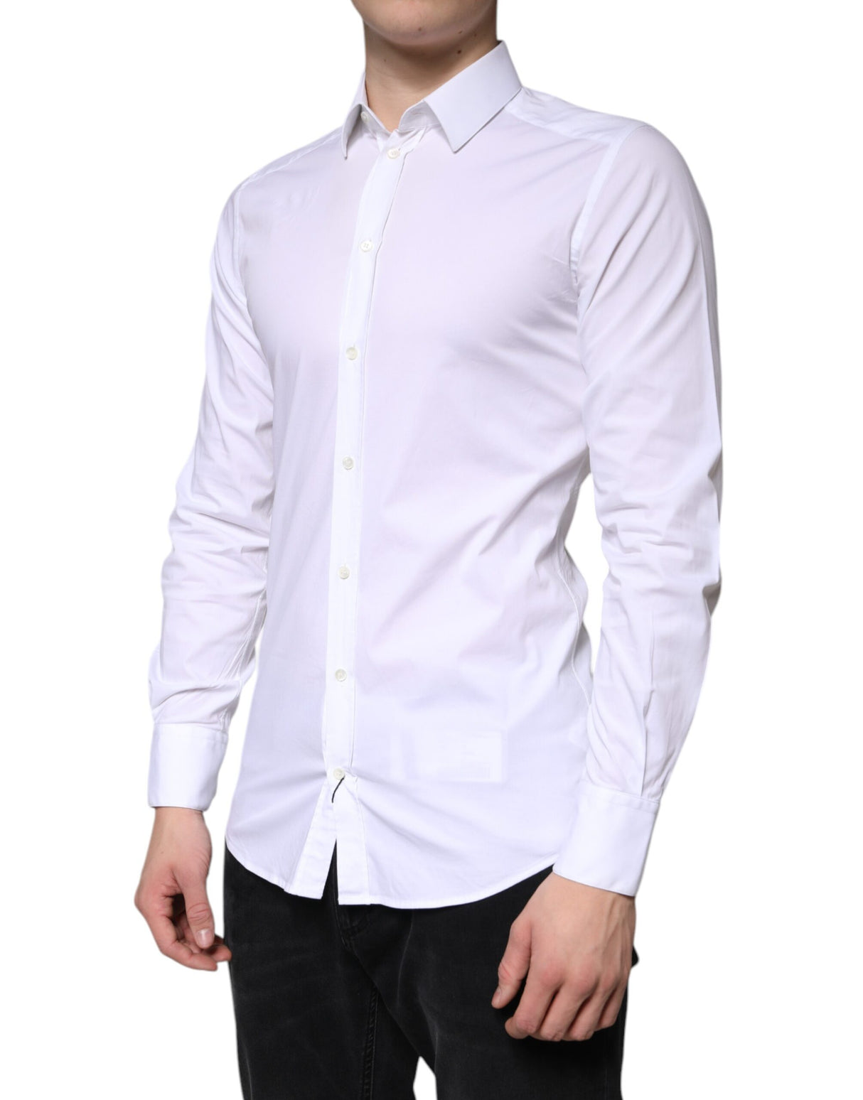 Dolce & Gabbana White Cotton Formal Men GOLD Dress Shirt