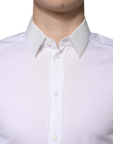 Dolce & Gabbana White Cotton Formal Men GOLD Dress Shirt