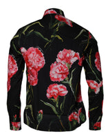 Dolce & Gabbana Black Floral Cotton Formal Men Dress Shirt