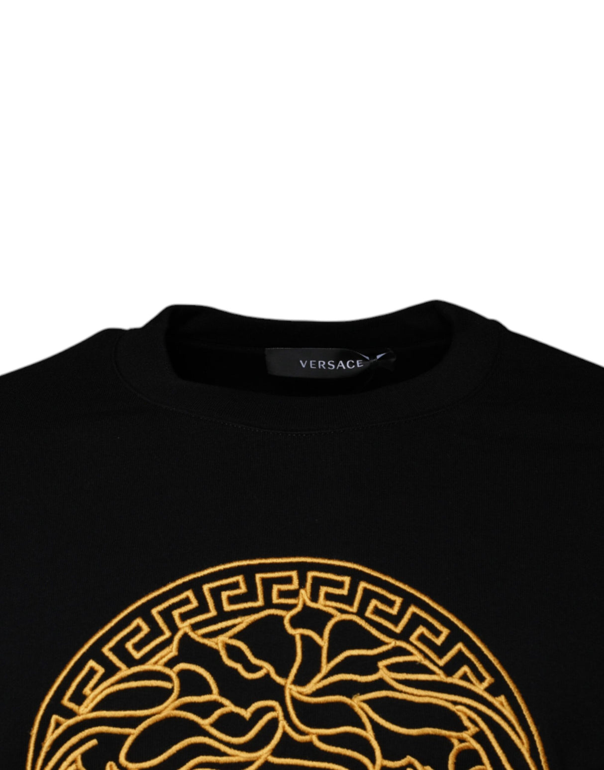 Versace Black Medusa Embroidery Crew Neck Pullover Sweater