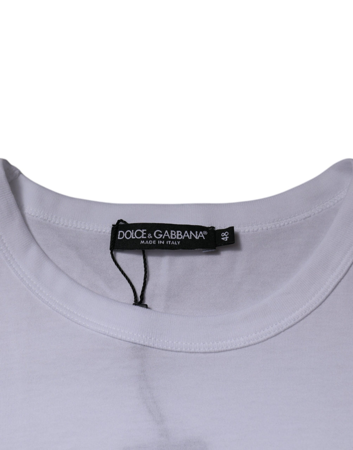 Dolce & Gabbana White Logo Crew Neck Cotton Pullover Sweater