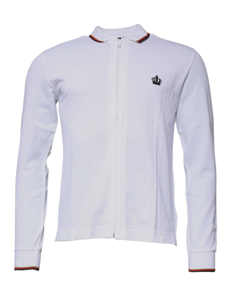 Dolce & Gabbana White Crown Men Full Zip Sweatshirt Sweater