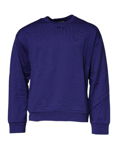 Dolce & Gabbana Blue Cotton Crew Neck Men Pullover Sweater