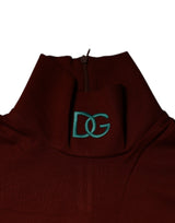 Dolce & Gabbana Red Cotton Turtleneck Men Pullover Sweater