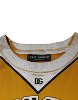 Dolce & Gabbana Yellow Logo Jersey Crewneck Pullover Sweater