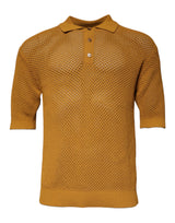 Dolce & Gabbana Brown Perforated Collared Short Sleeves T-shirt