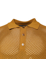 Dolce & Gabbana Brown Perforated Collared Short Sleeves T-shirt