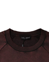 Dolce & Gabbana Brown Logo Cotton Crew Neck Pullover Sweater