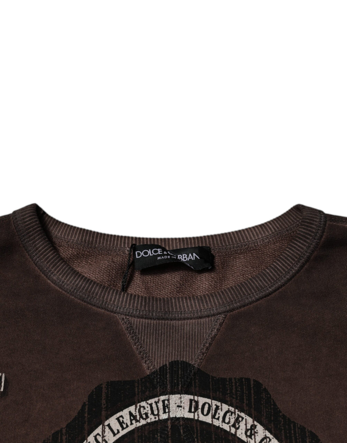 Dolce & Gabbana Brown Logo Print Crew Neck Pullover Sweater