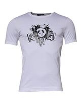 Dolce & Gabbana White Panda King Cotton Crew Neck T-shirt