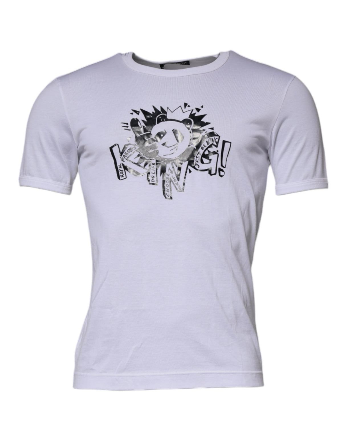 Dolce & Gabbana White Panda King Cotton Crew Neck T-shirt