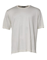 Dolce & Gabbana Off White Silk CrewNeck Short Sleeve T-shirt