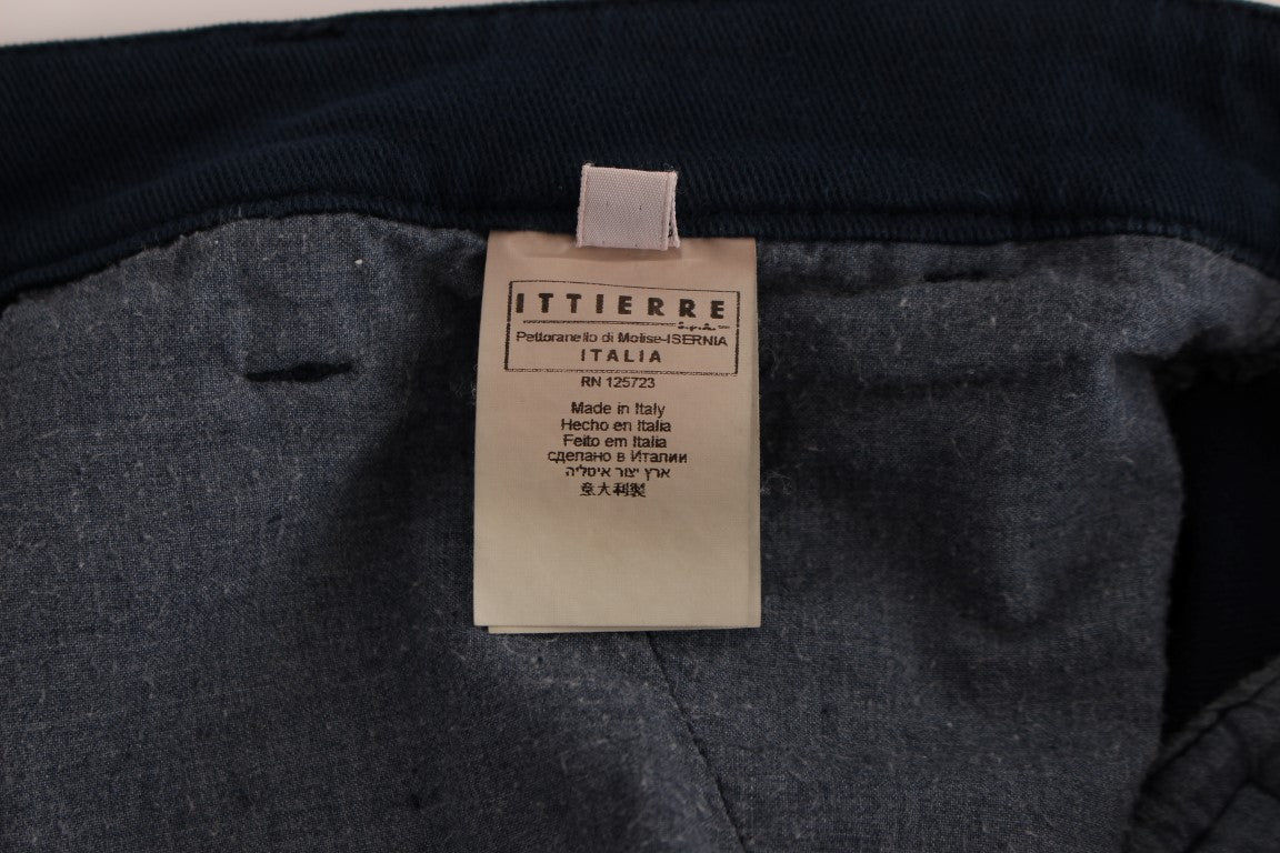 GF Ferre Elegant Blue Cotton Stretch Chinos