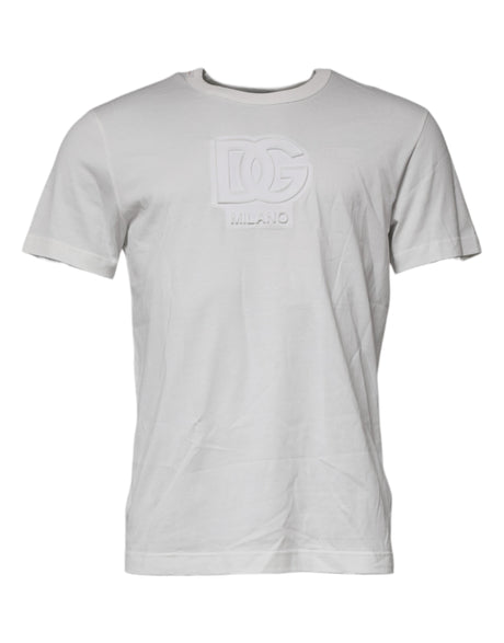 Dolce & Gabbana White DG Logo Cotton Crew Neck T-shirt