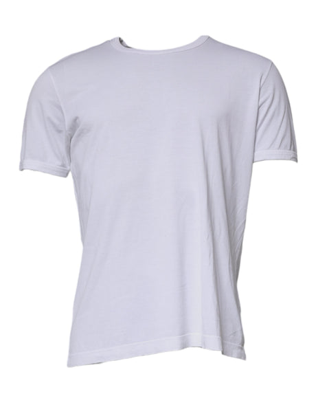 Dolce & Gabbana White Cotton Crew Neck Short Sleeves T-shirt