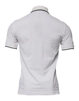 Dolce & Gabbana Off White Crown Cotton Collared Polo T-shirt