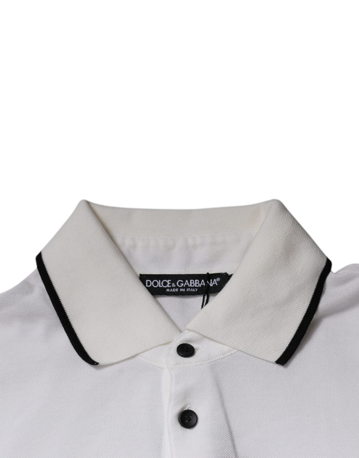 Dolce & Gabbana Off White Crown Cotton Collared Polo T-shirt