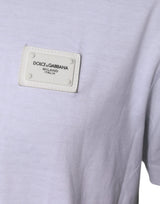 Dolce & Gabbana White Cotton Logo Plaque Crew Neck T-shirt