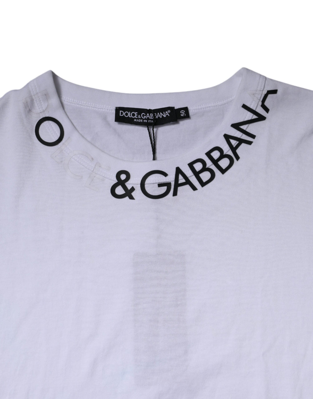 Dolce & Gabbana White Cotton Logo Crew Neck Short Sleeves T-shirt