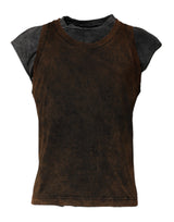 Dolce & Gabbana Brown Cotton Round Neck Sleeveless T-shirt