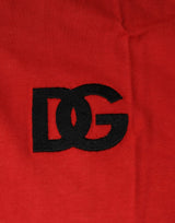 Dolce & Gabbana Red DG Logo Cotton Crew Neck T-shirt