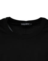 Dolce & Gabbana Black Cotton Round Neck Sleeveless T-shirt