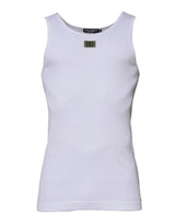 Dolce & Gabbana White Cotton Round Neck Sleeveless T-shirt