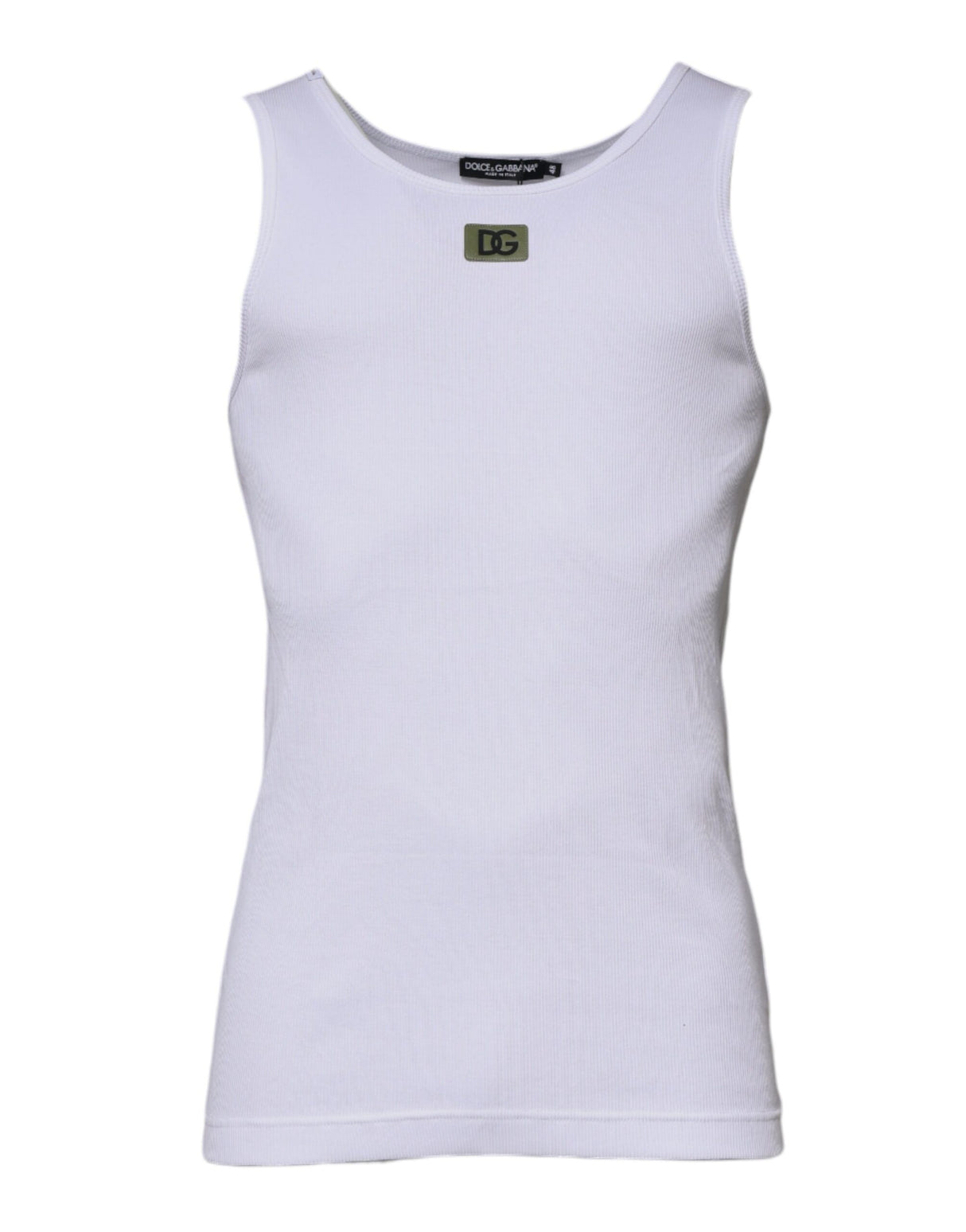 Dolce & Gabbana White Cotton Round Neck Sleeveless T-shirt