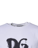 Dolce & Gabbana White DG Logo Cotton Crew Neck T-shirt