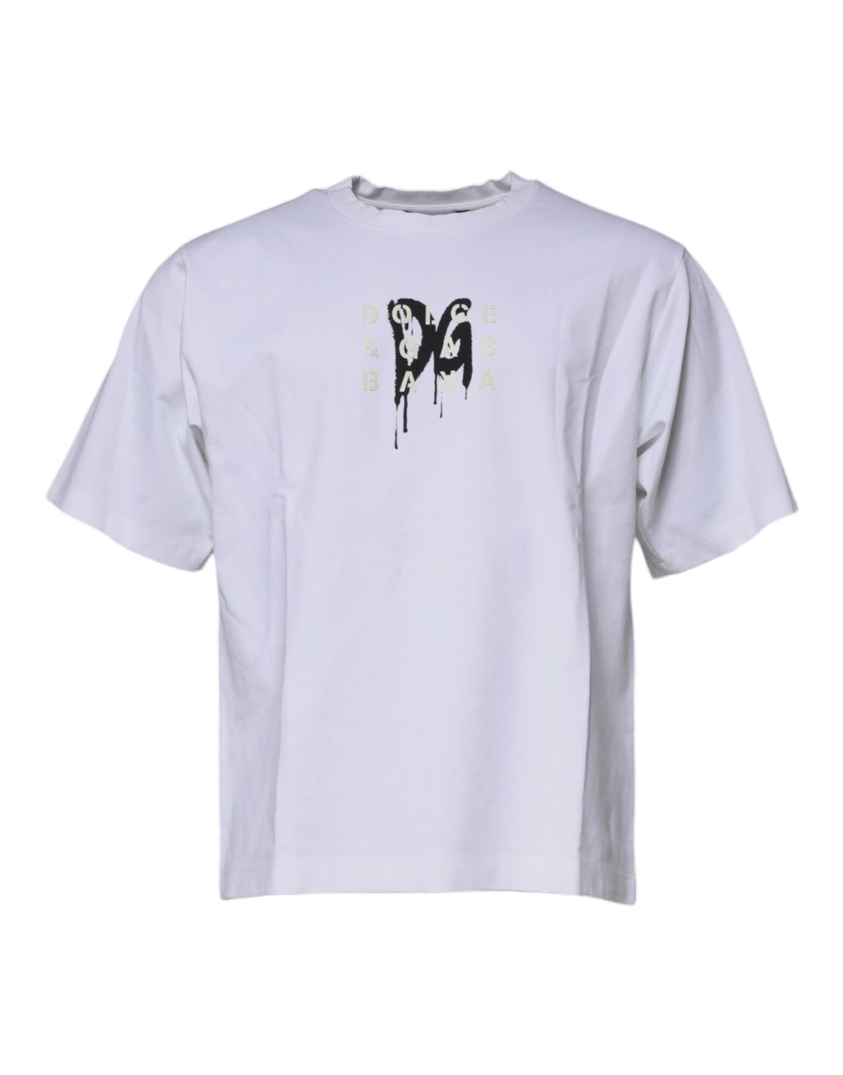 Dolce & Gabbana White DG Logo Cotton Crew Neck T-shirt