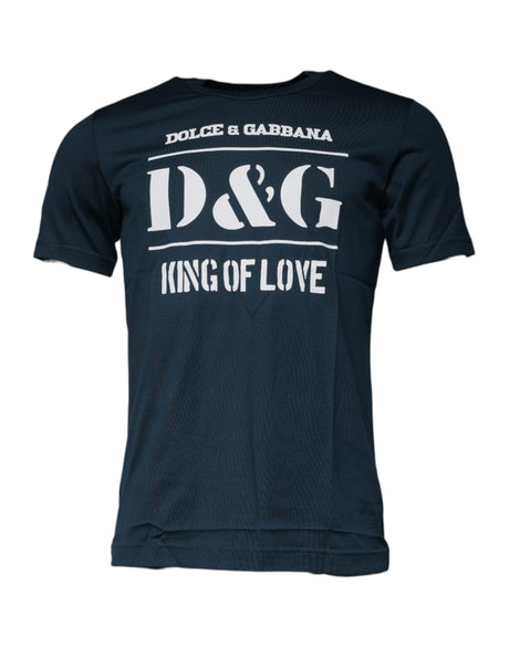 Dolce & Gabbana Dark Blue D&G King Of Love Crew Neck T-shirt