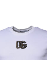 Dolce & Gabbana White DG Logo Cotton Crew Neck T-shirt