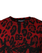 Dolce & Gabbana Red Leopard Print Cotton Sleeveless T-shirt