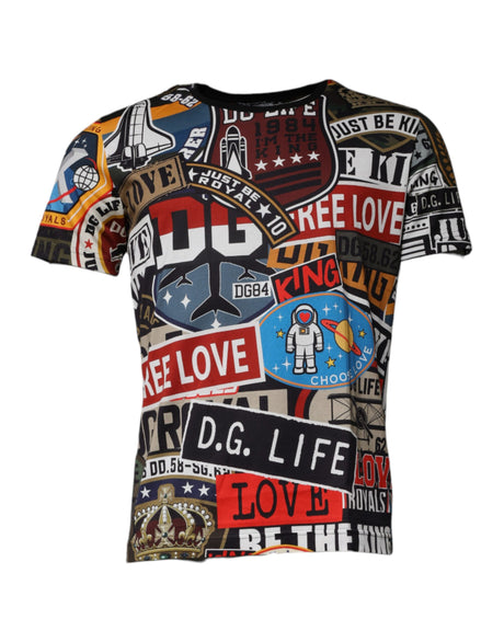 Dolce & Gabbana Multicolor Patchwork Cotton Crew Neck T-shirt