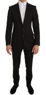 Dolce & Gabbana Elegant Brown Jacquard Martini Suit