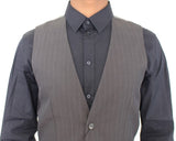 Dolce & Gabbana Elegant Gray Striped Dress Vest