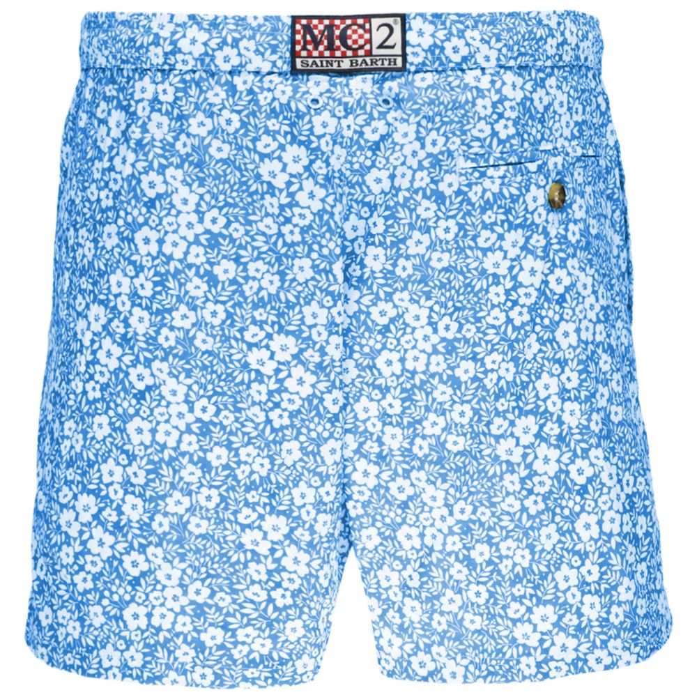 MC2 Saint Barth Light Blue Polyester Men Swim Trunks