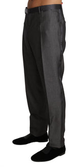 Dolce & Gabbana Elegant Patterned Gray Wool Blend Trousers