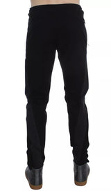 Dolce & Gabbana Black Gray Wool Casual Trousers Stripe Pants