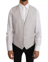 Dolce & Gabbana Light Gray Wool Silk Waistcoat Vest