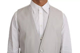 Dolce & Gabbana Light Gray Wool Silk Waistcoat Vest